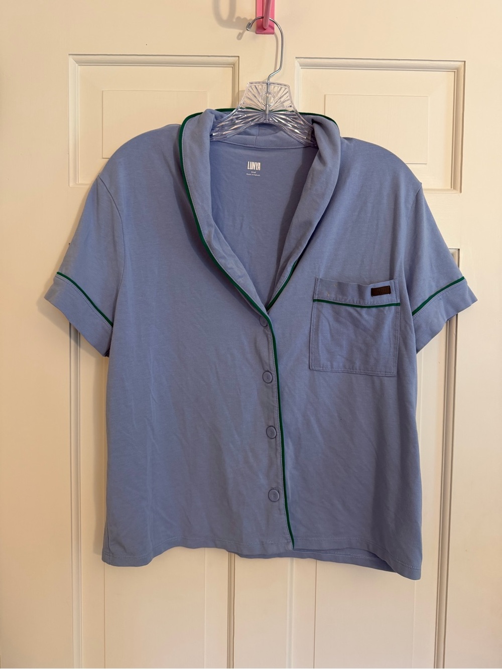 Lunya Stretch Cotton Pajama Top Blue Size Small
